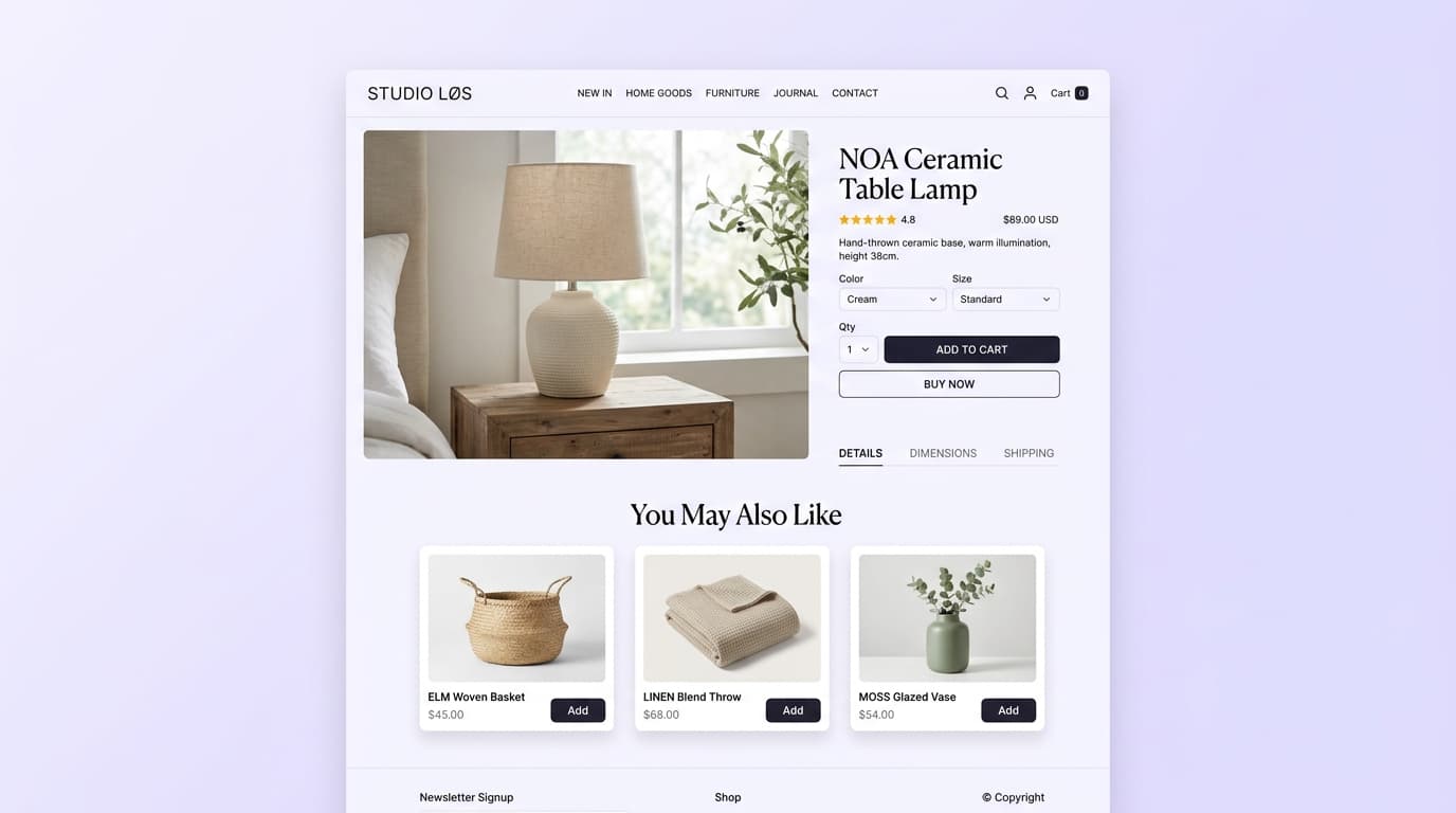 Example of AI product recommendations shown to a first-time Shopify visitor on a product page