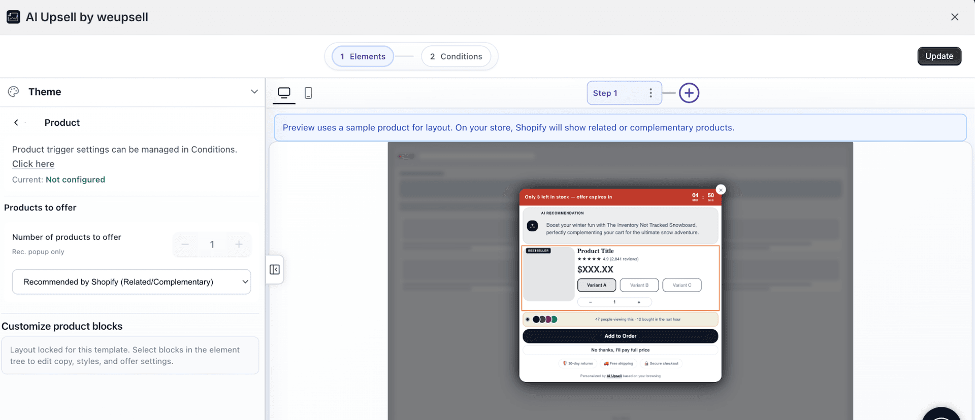 Campaign editor with Shopify related and complementary product source