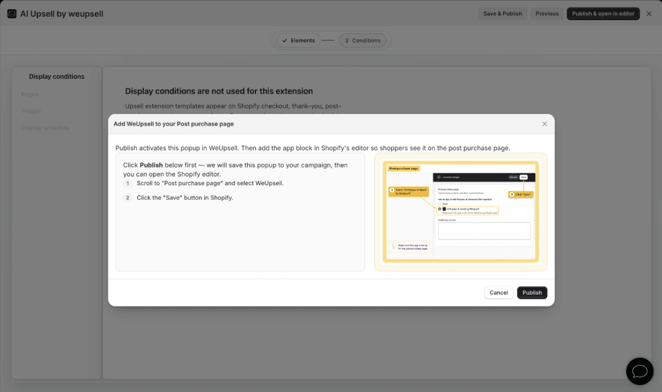 Step 4: Enable Post Purchase Extension