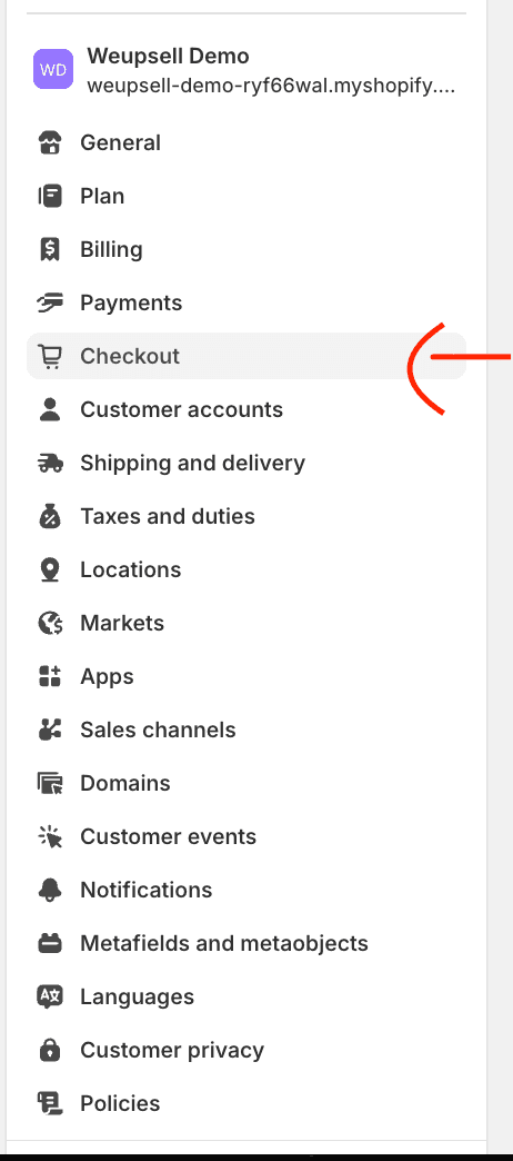 Step 4: Open Checkout in Shopify Settings