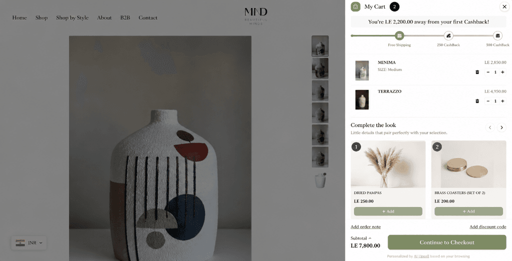 MND Beautiful Minds Shopify store showing complementary product recommendations with Complete The Look widget
