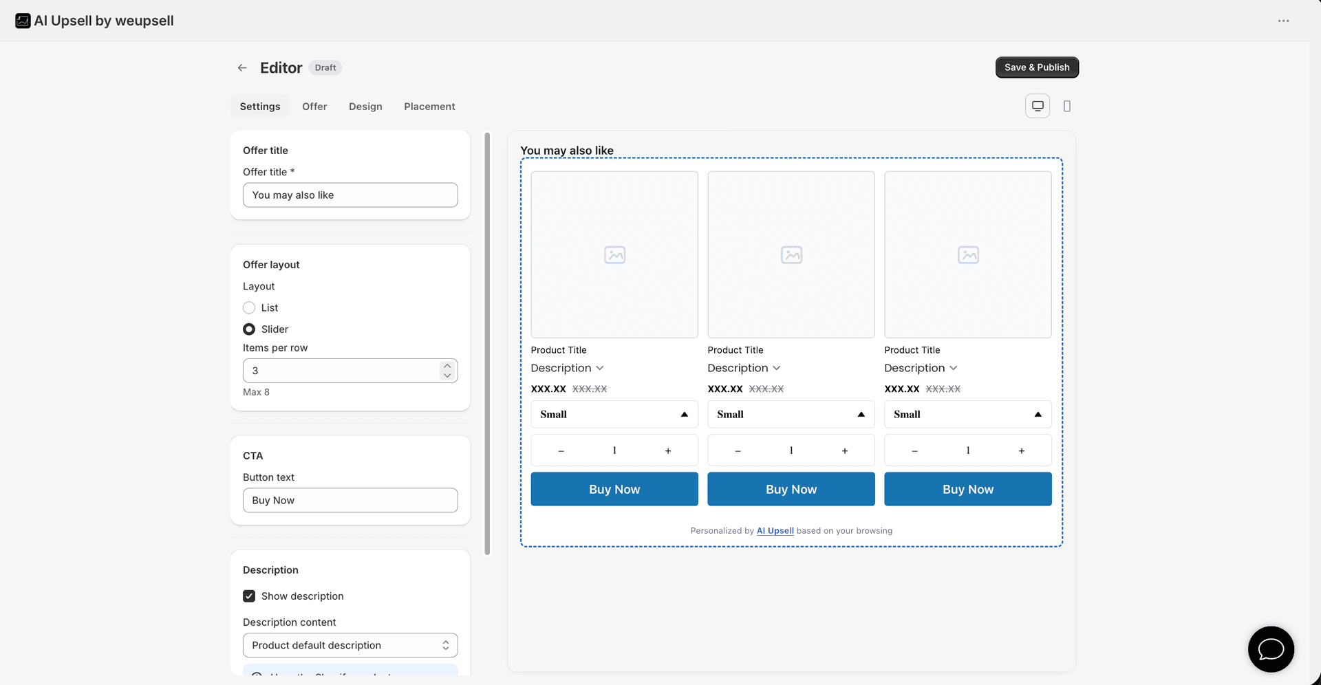 Step 2: Customize offer title, layout, CTA, and description in the Editor